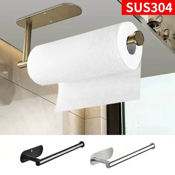 Kitchen Paper Towel Holder Adhesive Tissue Hanger Toilet Roll Paper Dispenser Cabinet Storage Napkin Rack Bathroom Accessories 1