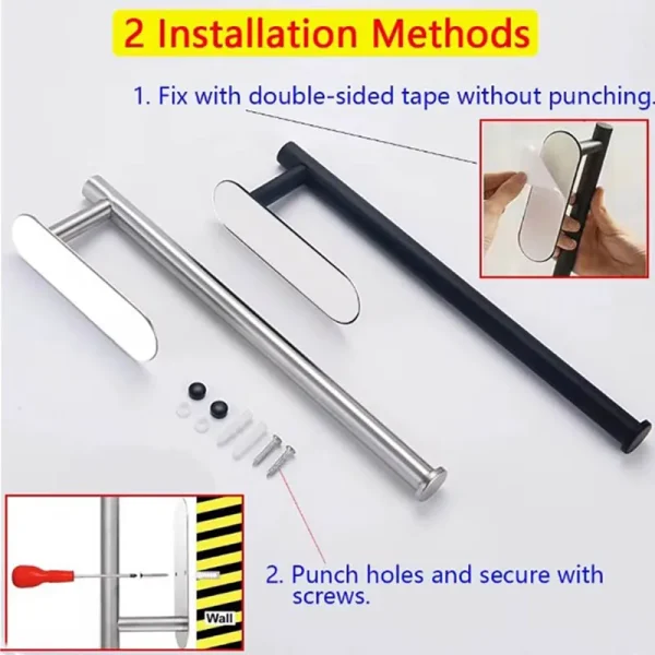 Kitchen Paper Towel Holder Adhesive Tissue Hanger Toilet Roll Paper Dispenser Cabinet Storage Napkin Rack Bathroom Accessories 3