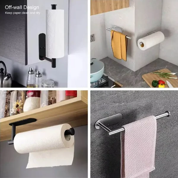 Kitchen Paper Towel Holder Adhesive Tissue Hanger Toilet Roll Paper Dispenser Cabinet Storage Napkin Rack Bathroom Accessories 4