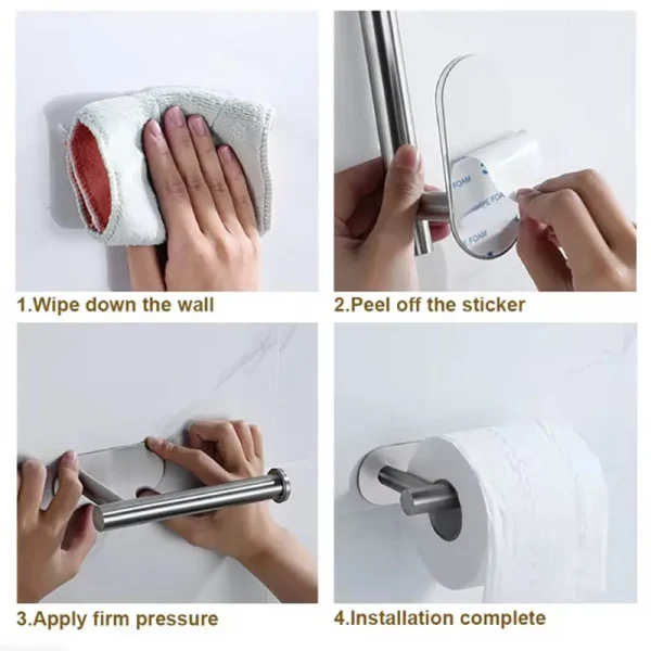 Kitchen Paper Towel Holder Adhesive Tissue Hanger Toilet Roll Paper Dispenser Cabinet Storage Napkin Rack Bathroom Accessories 5