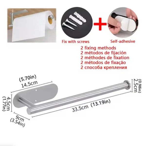 Kitchen Paper Towel Holder Adhesive Tissue Hanger Toilet Roll Paper Dispenser Cabinet Storage Napkin Rack Bathroom Accessories 6
