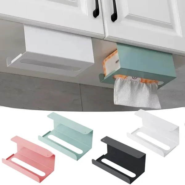 Multi-functional Tissue Box Under Cabinet Paper Towel Holder Iron Strong load-bearing Paper Towel Rack Desk Kitchen Accessories 1