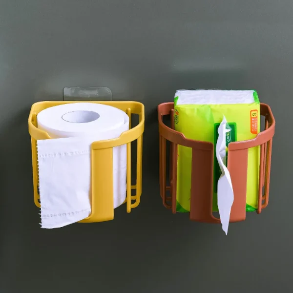 Self Adhesive Wall Mounted Roll Paper Box, Vintage Toilet Paper Holder, Strong Kitchen Basket, Bathroom Accessories 2