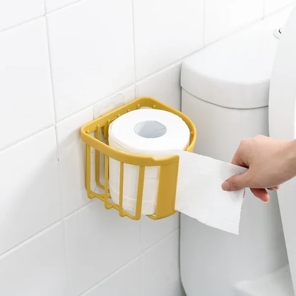 Self Adhesive Wall Mounted Roll Paper Box, Vintage Toilet Paper Holder, Strong Kitchen Basket, Bathroom Accessories 3