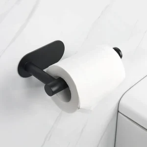 Adhesive Toilet Paper Holder 304 Stainless Steel Brushed Silver Paper Towel Roll Rack Matte Black Bathroom Kitchen Tissue Hanger 1