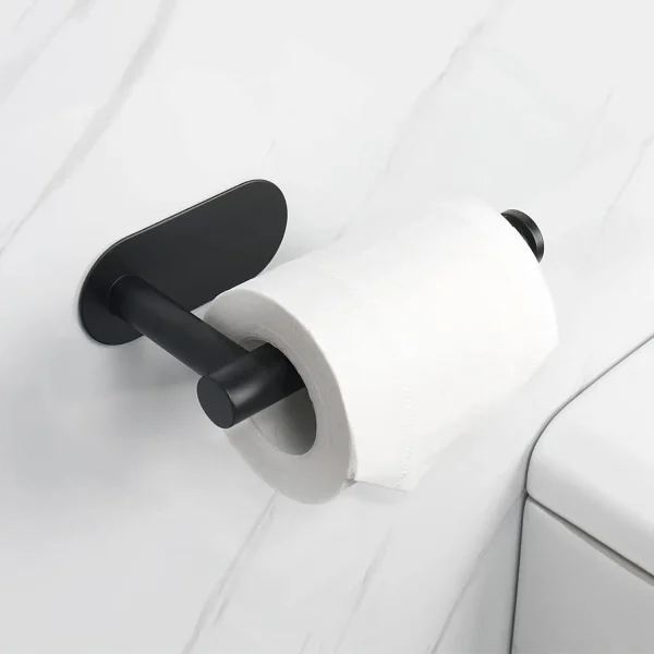 Adhesive Toilet Paper Holder 304 Stainless Steel Brushed Silver Paper Towel Roll Rack Matte Black Bathroom Kitchen Tissue Hanger 1