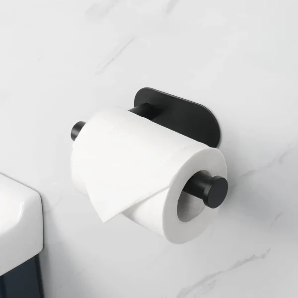 Adhesive Toilet Paper Holder 304 Stainless Steel Brushed Silver Paper Towel Roll Rack Matte Black Bathroom Kitchen Tissue Hanger 2