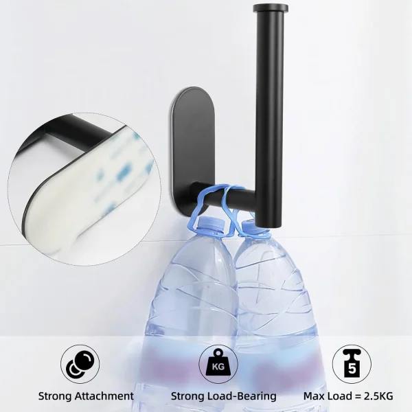 Adhesive Toilet Paper Holder 304 Stainless Steel Brushed Silver Paper Towel Roll Rack Matte Black Bathroom Kitchen Tissue Hanger 4