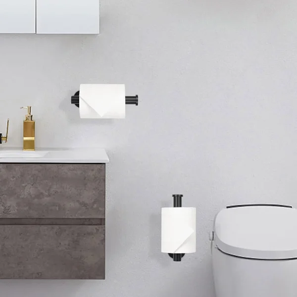 Adhesive Toilet Paper Holder 304 Stainless Steel Brushed Silver Paper Towel Roll Rack Matte Black Bathroom Kitchen Tissue Hanger 5