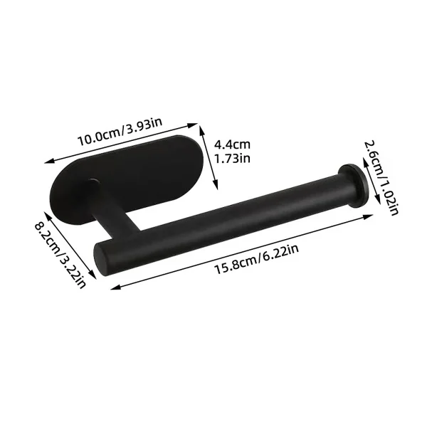 Adhesive Toilet Paper Holder 304 Stainless Steel Brushed Silver Paper Towel Roll Rack Matte Black Bathroom Kitchen Tissue Hanger 6