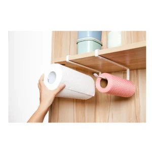 1pc Metal Roller Paper Holder Traceless Punch Free Kitchen Paper Holder Oil-free Dishcloth Holder Towel Holder Rack For Kitchen 1