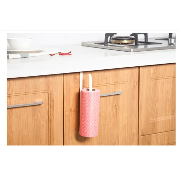 1pc Metal Roller Paper Holder Traceless Punch Free Kitchen Paper Holder Oil-free Dishcloth Holder Towel Holder Rack For Kitchen 2