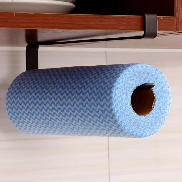 1pc Metal Roller Paper Holder Traceless Punch Free Kitchen Paper Holder Oil-free Dishcloth Holder Towel Holder Rack For Kitchen 5