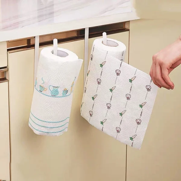 1pc Metal Roller Paper Holder Traceless Punch Free Kitchen Paper Holder Oil-free Dishcloth Holder Towel Holder Rack For Kitchen 6