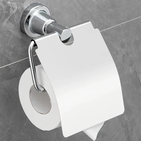 Zinc Alloy Stainless Steel Toilet Paper Holder Wall Mount Punching Bathroom Kitchen Tissue Roll Dispenser 4