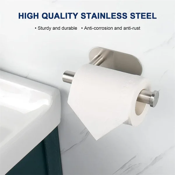 No Drilling Toilet Paper Holder SUS304 Stainless Steel Self Adhesive Wall Mount Tissue Towel Roll Dispenser for Bathroom Kitchen 2