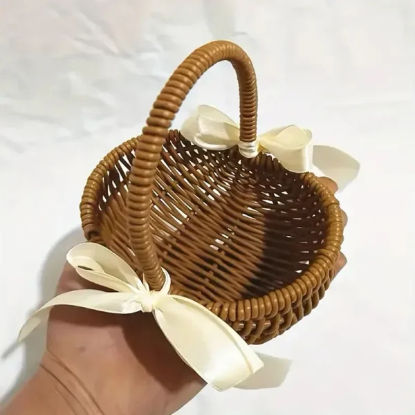 1pc Handwoven Flower Basket, Floral Decoration Dried Artificial Flower Gift Handwoven Basket, Handmade Fruit Basket 3