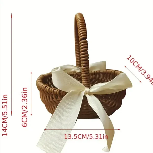 1pc Handwoven Flower Basket, Floral Decoration Dried Artificial Flower Gift Handwoven Basket, Handmade Fruit Basket 6