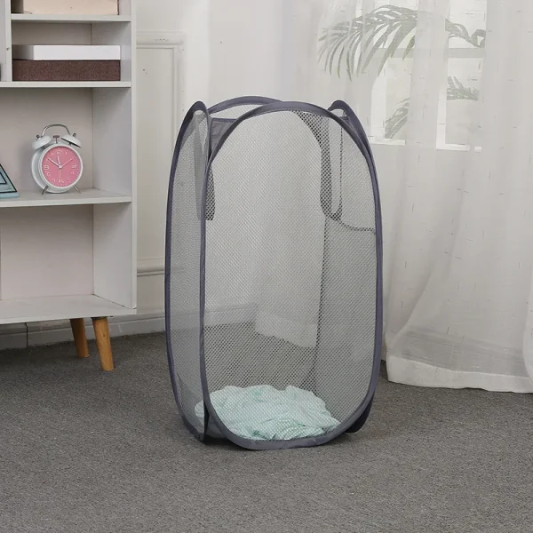 Large Capacity Dirty Clothes Basket Storage Bucket Mesh Bathroom Portable Foldable Dirty Clothes Basket 1