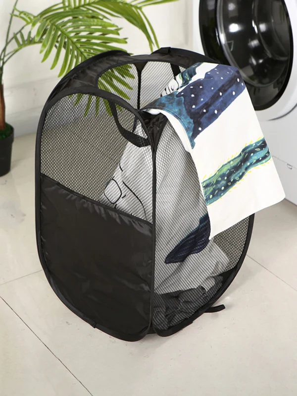 Large Capacity Dirty Clothes Basket Storage Bucket Mesh Bathroom Portable Foldable Dirty Clothes Basket 2