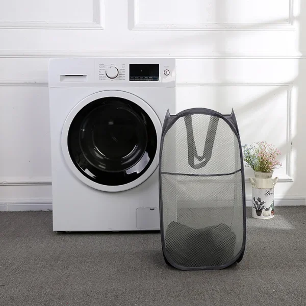 Large Capacity Dirty Clothes Basket Storage Bucket Mesh Bathroom Portable Foldable Dirty Clothes Basket 4