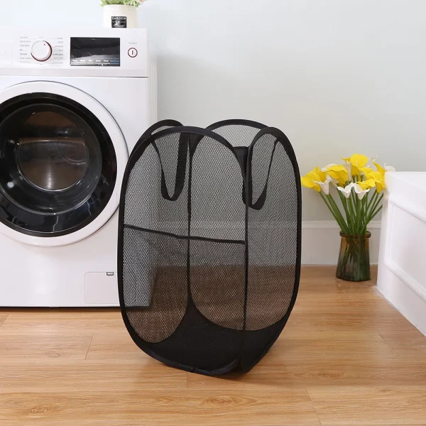 Large Capacity Dirty Clothes Basket Storage Bucket Mesh Bathroom Portable Foldable Dirty Clothes Basket 6