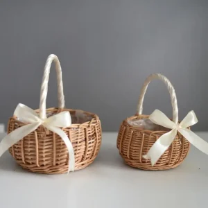Woven Flower Basket Rattan Storage Basket Flower Girl Hand Basket Handmade Flower Basket For Home Wedding Decor 1