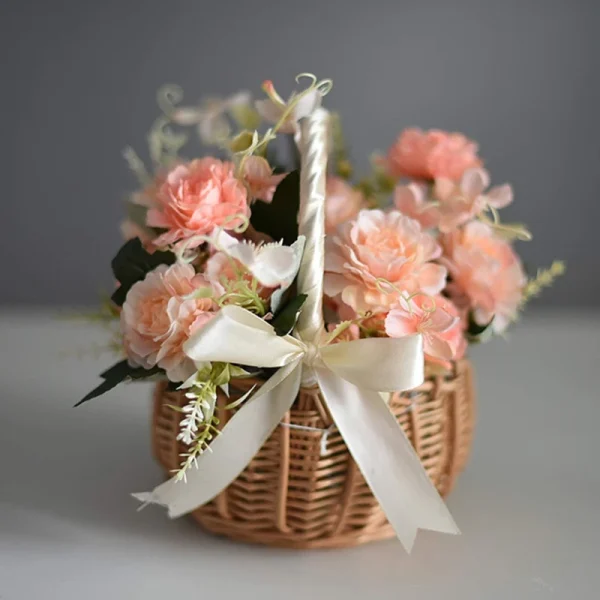 Woven Flower Basket Rattan Storage Basket Flower Girl Hand Basket Handmade Flower Basket For Home Wedding Decor 3