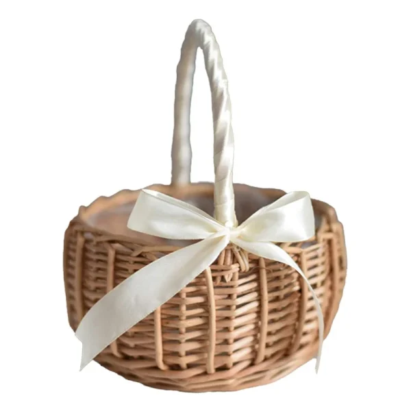 Woven Flower Basket Rattan Storage Basket Flower Girl Hand Basket Handmade Flower Basket For Home Wedding Decor 5