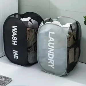 Mesh Laundry Portable Hamper Wide Opening Dirty Clothes Storage Box Dorm Travel Items Laundry Basket 1