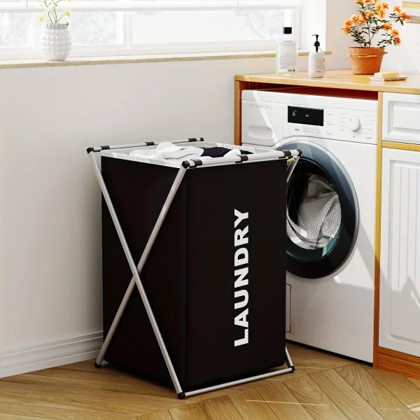 1 PC Large Laundry Hamper 3 Sections Divided Laundry Basket Foldable Washing Bin Dirty Cloth Storage Bag 5