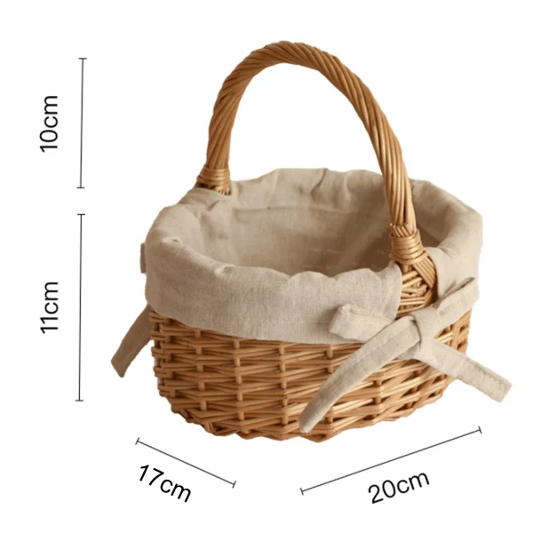 Woven Baskets Handle Design Woven Wicker Basket Handmade Rattan Storage Basket With Bow Retro Decorative Woven Flowerpot 5