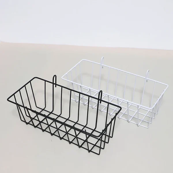 Metal Decorative Storage Basket DIY Iron Grid Flower Pot Hanging Shelf Wall Art Mounted Frame Mesh Display Rack Home Decoration 1