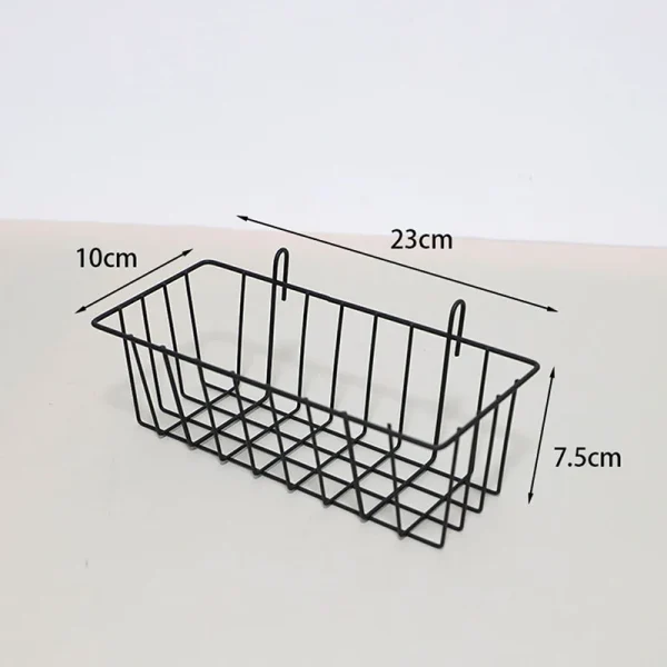 Metal Decorative Storage Basket DIY Iron Grid Flower Pot Hanging Shelf Wall Art Mounted Frame Mesh Display Rack Home Decoration 4