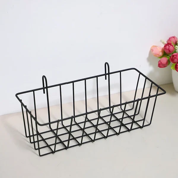 Metal Decorative Storage Basket DIY Iron Grid Flower Pot Hanging Shelf Wall Art Mounted Frame Mesh Display Rack Home Decoration 5