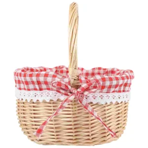 Zerodeko Little Red Riding Hood Basket Hand Woven Picnic Bag Gift Basket Wicker Storage Basket Linen Inner Basket Storage 1