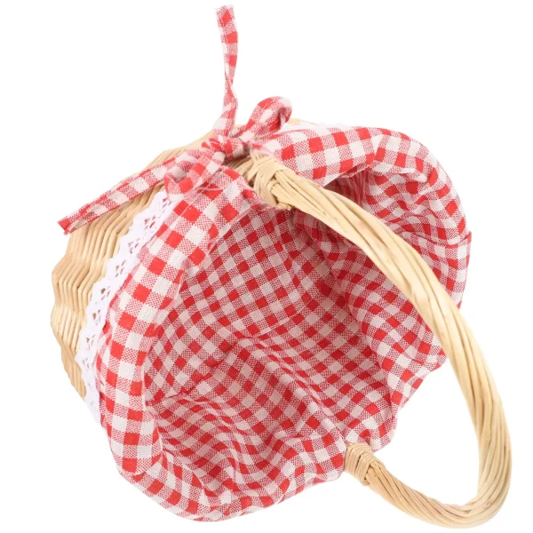 Zerodeko Little Red Riding Hood Basket Hand Woven Picnic Bag Gift Basket Wicker Storage Basket Linen Inner Basket Storage 5