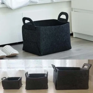 Foldable Felt Storage Basket Solid Color Simple Kids Toy Storage Box Clothes Storage Laundry Basket Sundry Organizer 1