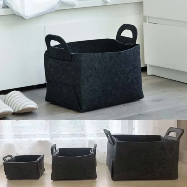 Foldable Felt Storage Basket Solid Color Simple Kids Toy Storage Box Clothes Storage Laundry Basket Sundry Organizer 1