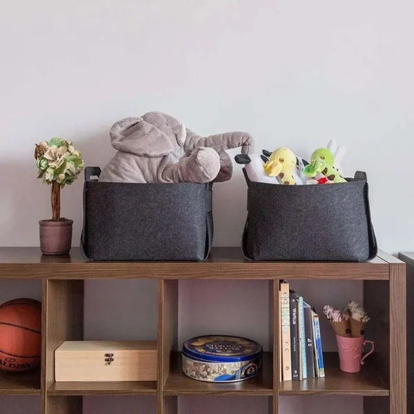 Foldable Felt Storage Basket Solid Color Simple Kids Toy Storage Box Clothes Storage Laundry Basket Sundry Organizer 2
