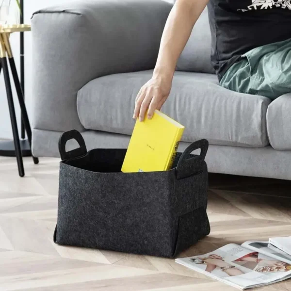 Foldable Felt Storage Basket Solid Color Simple Kids Toy Storage Box Clothes Storage Laundry Basket Sundry Organizer 3
