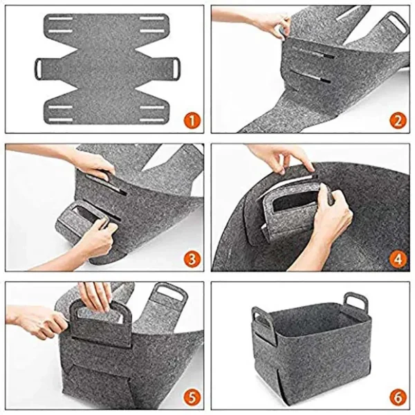 Foldable Felt Storage Basket Solid Color Simple Kids Toy Storage Box Clothes Storage Laundry Basket Sundry Organizer 5