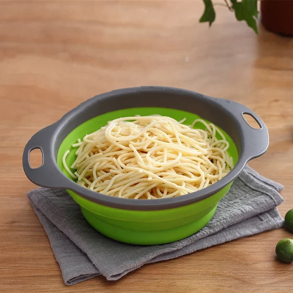 1/2pcs Silicone Round Folding Vegetable Fruits Washing Drain Basket Colander Strainer Collapsible Drainer Kitchen Tool 3