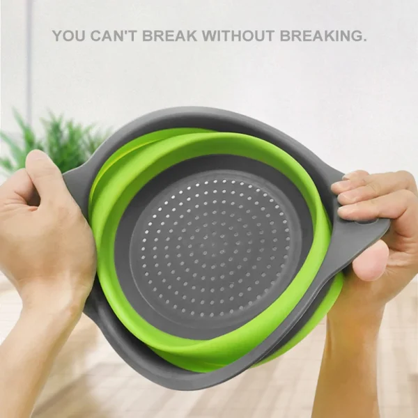 1/2pcs Silicone Round Folding Vegetable Fruits Washing Drain Basket Colander Strainer Collapsible Drainer Kitchen Tool 5