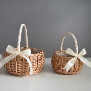 Woven Flower Basket Rattan Storage Basket Flower Girl Hand Basket Handmade Flower Basket For Home Wedding Decor 1