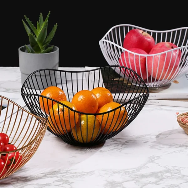 Fruit Durable Metal Wire Bowl Nordic Style Iron Home Snac Bread Dining Table Indoor Cosmetic Storage Basket 1