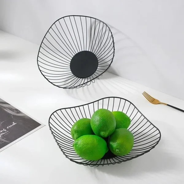 Fruit Durable Metal Wire Bowl Nordic Style Iron Home Snac Bread Dining Table Indoor Cosmetic Storage Basket 4