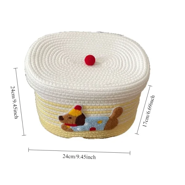 1PCS Cotton Rope Storage Basket with Lid – Non-Woven Fabric Dustproof Decorative Organizer for Home Desktop Bathroom 5