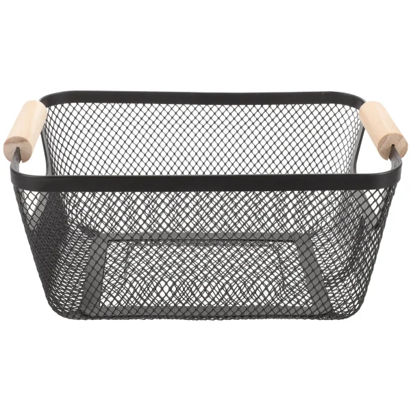 Small Rectangular Black Wire Baskets For Metal Mesh Basket Storage Bins Bathroom ganizer Farmhouse Decorative Baskets With 1