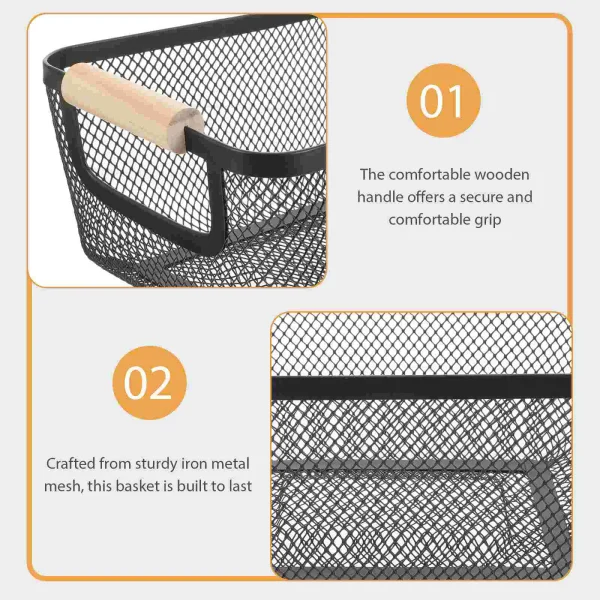 Small Rectangular Black Wire Baskets For Metal Mesh Basket Storage Bins Bathroom ganizer Farmhouse Decorative Baskets With 2
